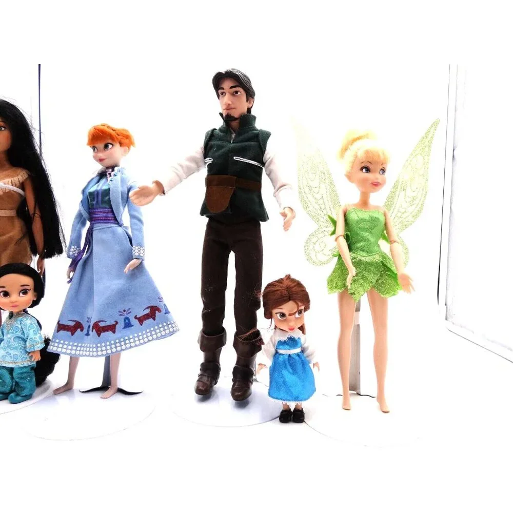 Disney Dolls Lot of 6 Prince and Princess, small and‎ Tall Pocahontas Tinkerbell